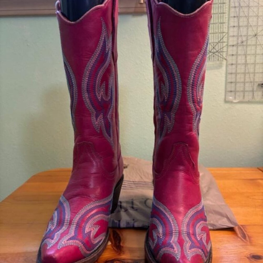 Hot pink Planet Cowboy psychedelic collection cowboy cowgirl western boot 8